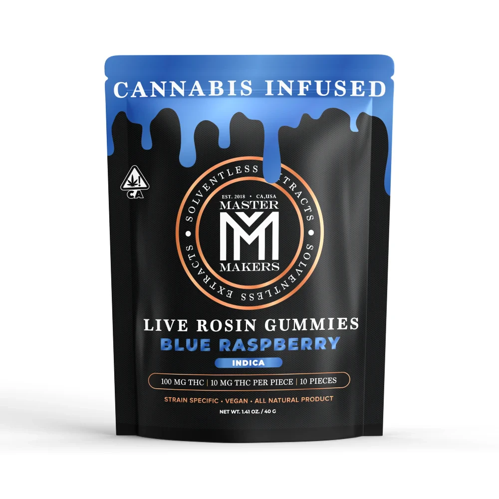 Master makers - BLUE RASPBERRY ROSIN GUMMIES | 100MG | INDICA | WEDDING CAKE Main Image