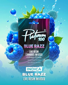 Platinum vape - BLUE RAZZ GUMMY COINS | LIVE RESIN | 100MG | INDICA