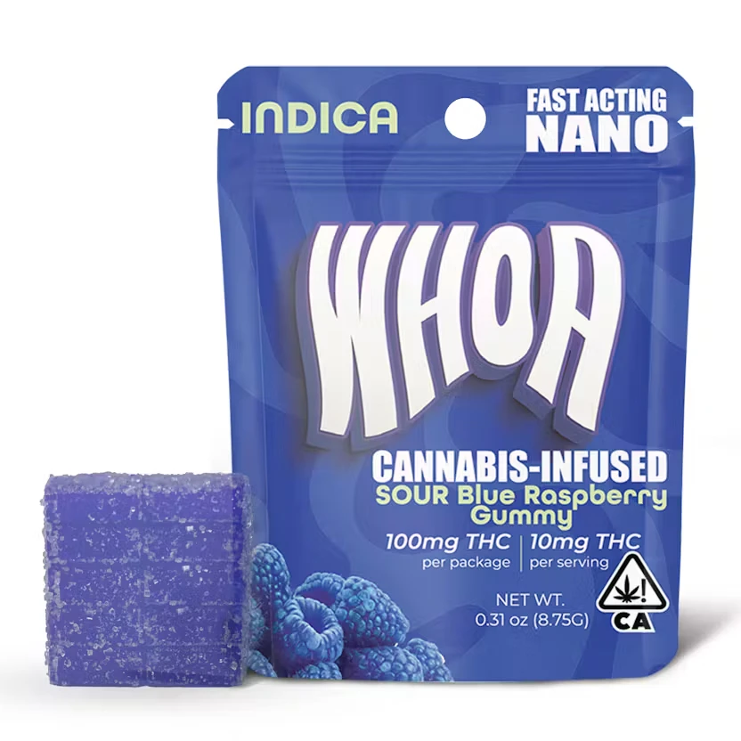 Whoa - SOUR BLUE RASPBERRY GUMMY | 100MG | INDICA Main Image