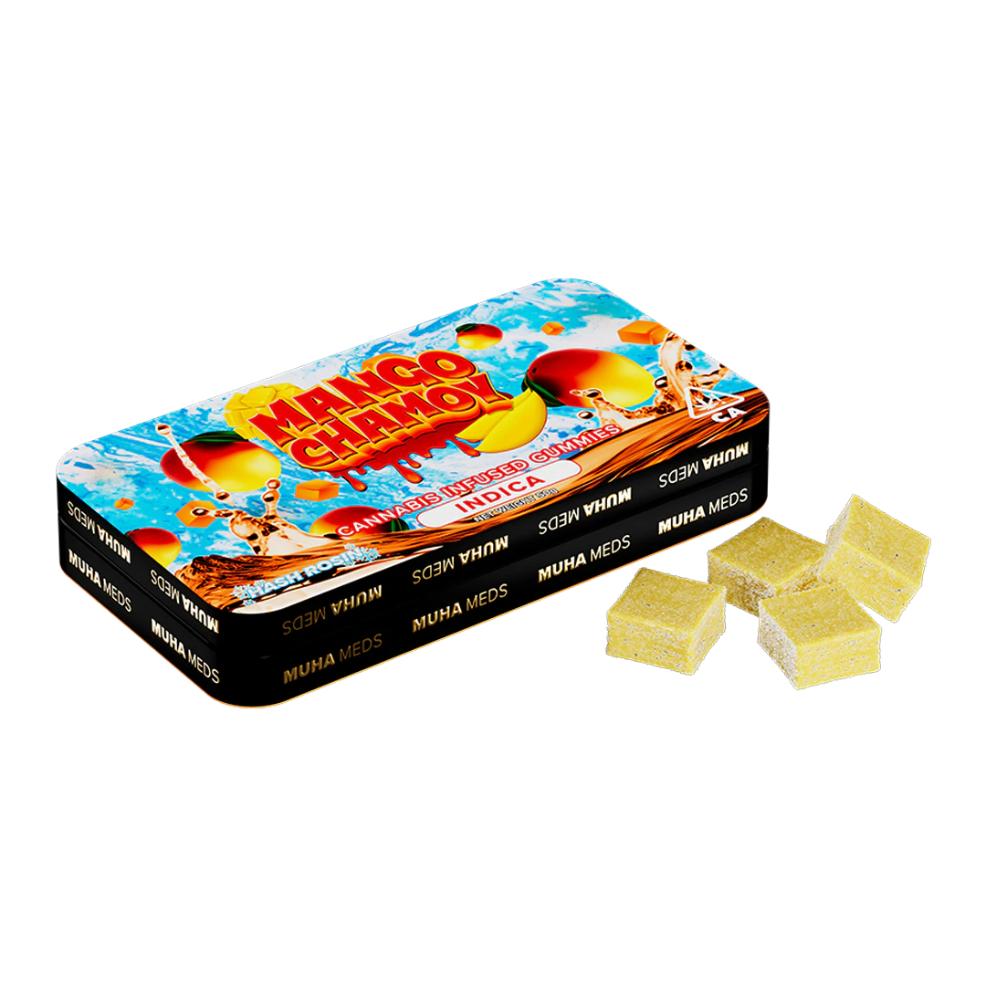 Muha meds - MANGO CHAMOY TIN GUMMIES | HASH ROSIN | 100MG | INDICA Main Image
