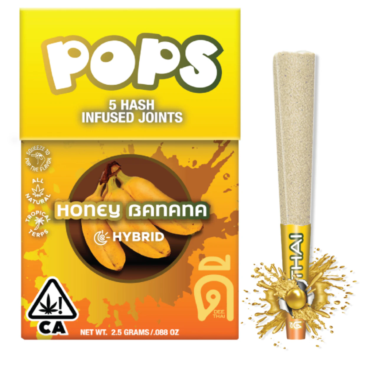Dee thai - POPS | HONEY BANANA POPS |  HASH INF JOINTS 5PK | 2.5G Main Image