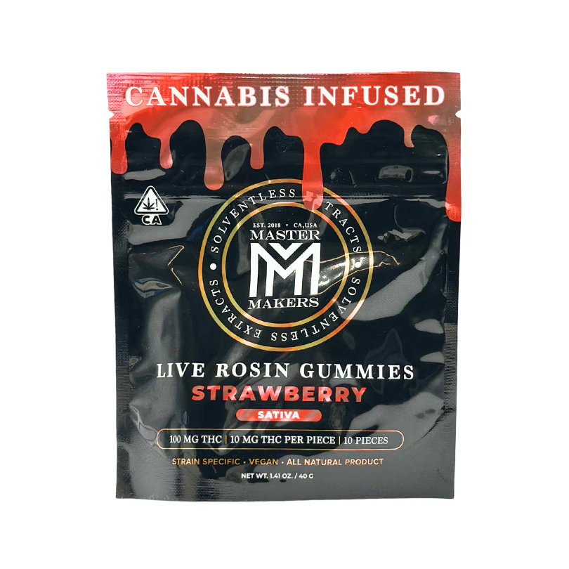 Master makers - STRAWBERRY ROSIN GUMMIES | 100MG | SATIVA | MIMOSA GLOW Main Image