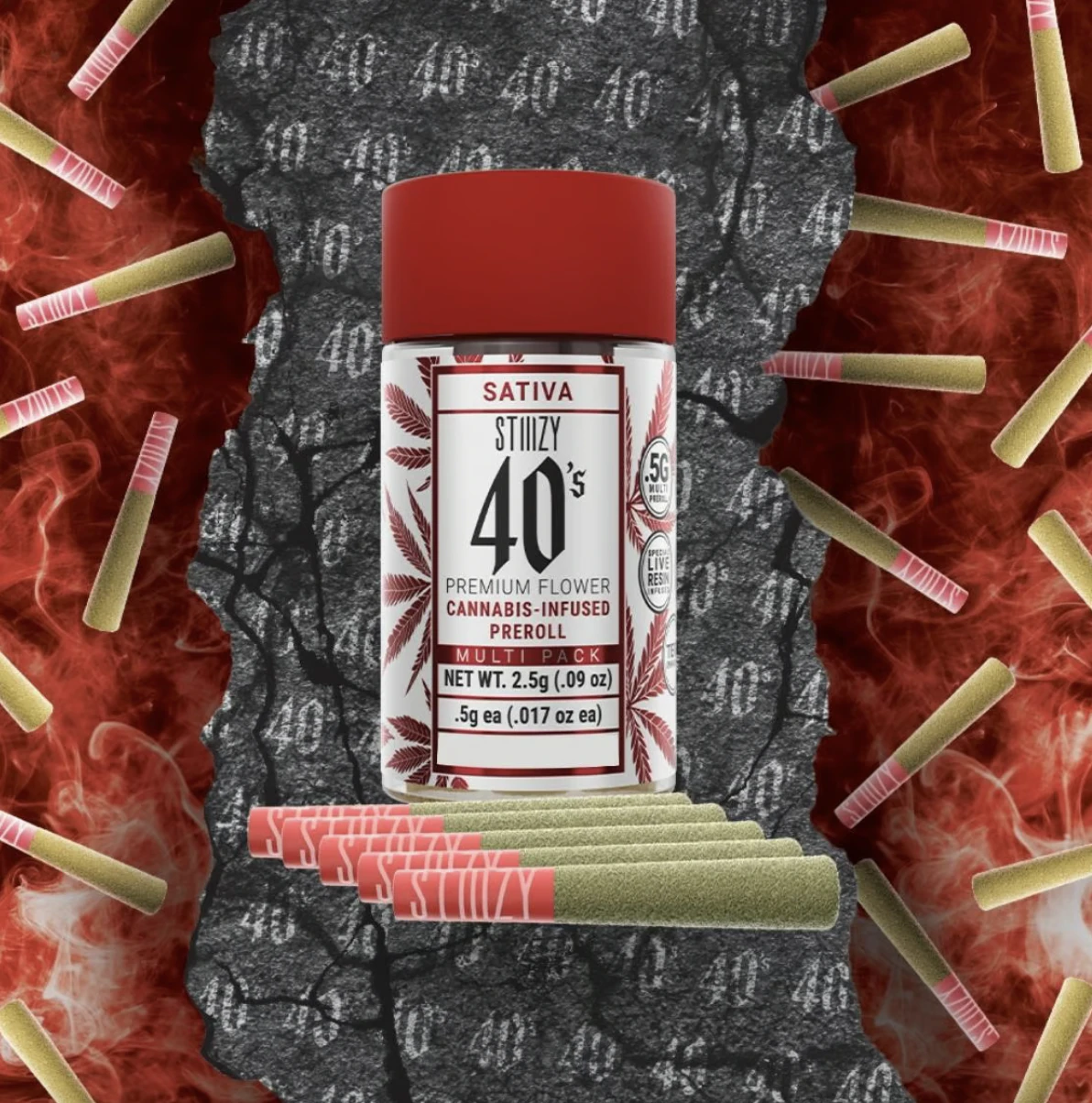 Stiiizy - 40S | ORANGE SUNSET INF MINI PREROLLS 5PK | 2.5G | SATIVA Main Image