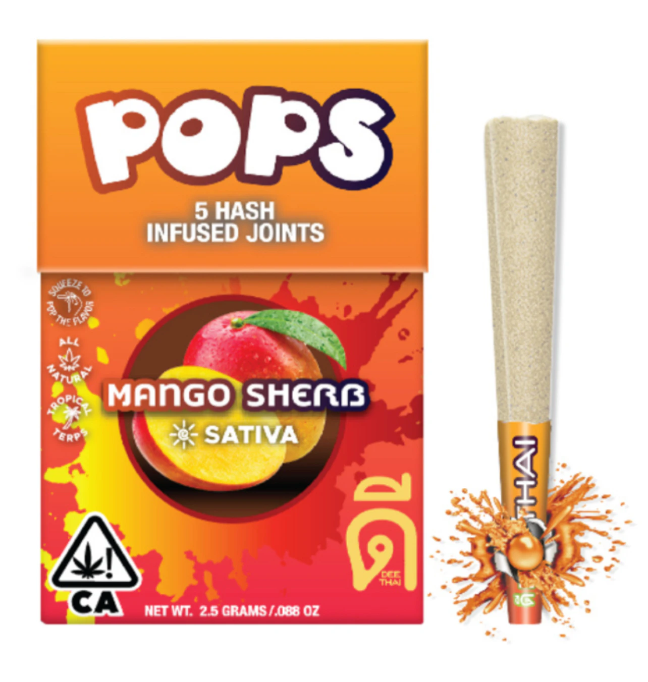Dee thai - POPS |  MANGO SHERB HASH INF JOINTS 5PK | 2.5G Main Image