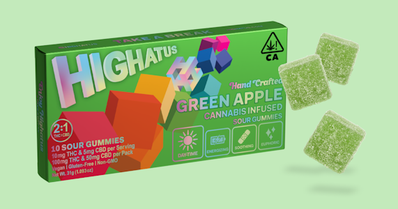 Highatus - GREEN APPLE CBD SOUR GUMMY 10PK  | 100MG CBD