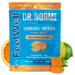 Dr norms - CITRUS BREEZE | PAIN RELIEF | CBD:THCV:THC | NANO | GUMMIES | 10PK
