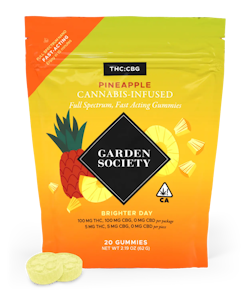 Garden society - 1:1 THC/CBG BRIGHTER DAY PINEAPPLE FAST-ACTING  GUMMIES