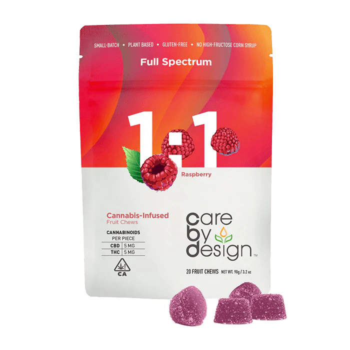 Care by design - CARE BY DESIGN - EDIBLE GUMMY - HYBRID - 1:1 CBD:THC - RASPBERRY - 100MG (20CT) Main Image