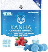 KANHA - EDIBLE - GUMMY - HYBRID - BLUE RASPBERRY TRANQUILITY - 1:1:1 CBN:CBD:THC - 100MG