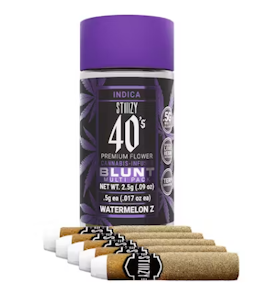 Stiiizy - STIIIZY 40'S - INFUSED PREROLL PACK - MINI BLUNTS - INDICA - WATERMELON Z - .5G - (5PK)