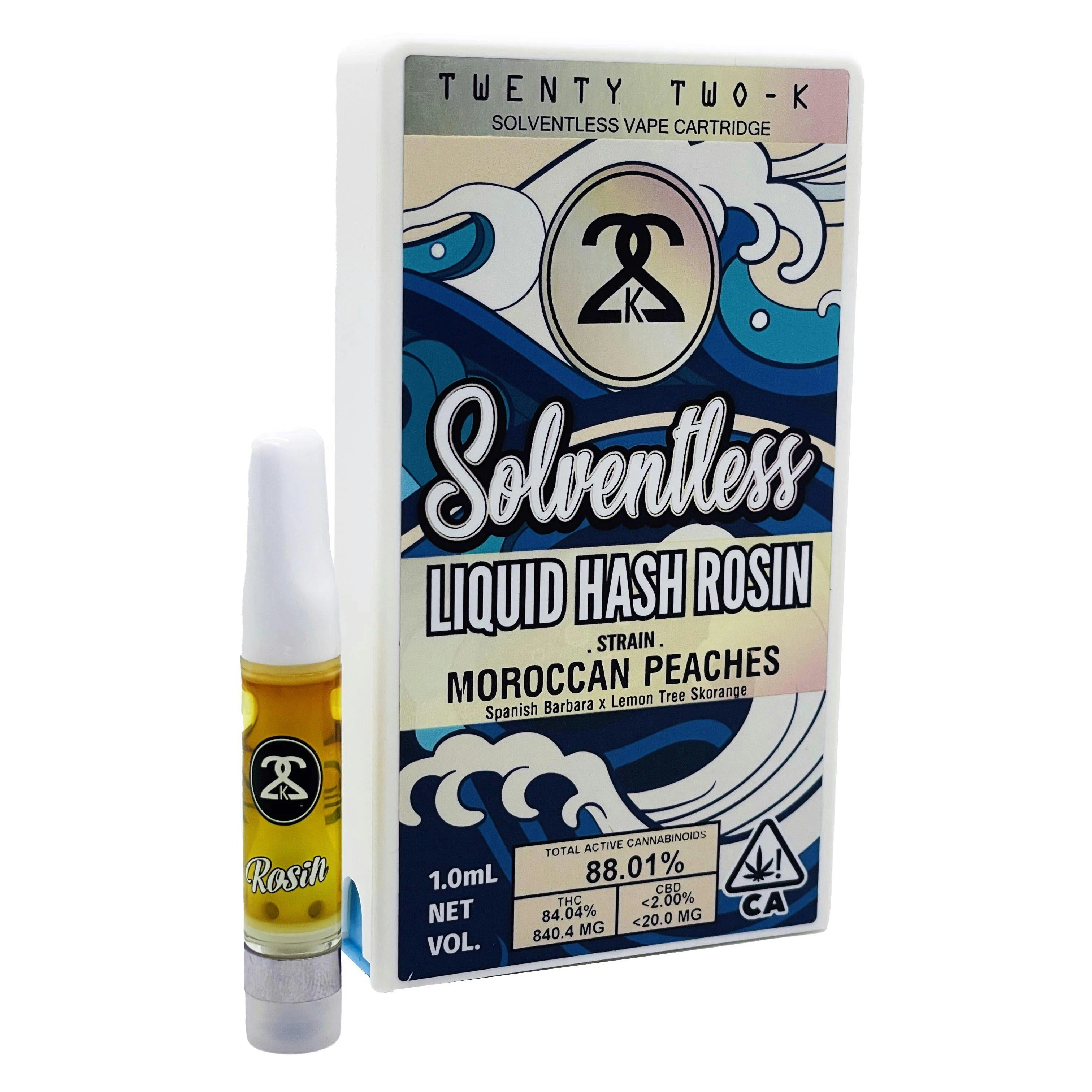22k - MOROCCAN PEACHES - LIQUID HASH ROSIN 1.0ML CART Main Image