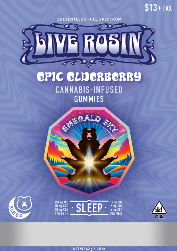 Emerald sky - LIVE ROSIN GUMMIES 10CT 100MG SLEEP EPIC ELDERBERRY 10:2:4 THC/CBD/C Main Image