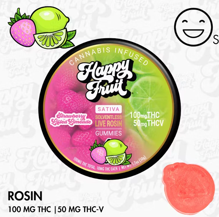 Happy fruit - STRAWBERRY LIFTED LIMEADE ROSIN GUMMIES - 100MG THC, 50MG THC-V Main Image