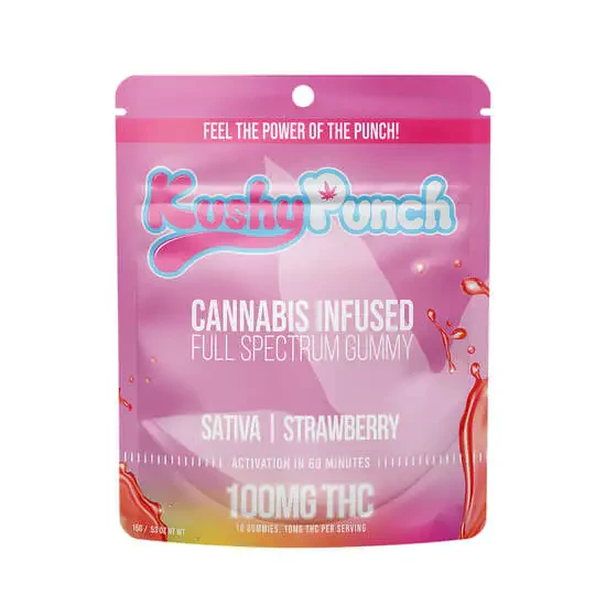 Kushy punch - STRAWBERRY SATIVA GUMMY 100MG Main Image