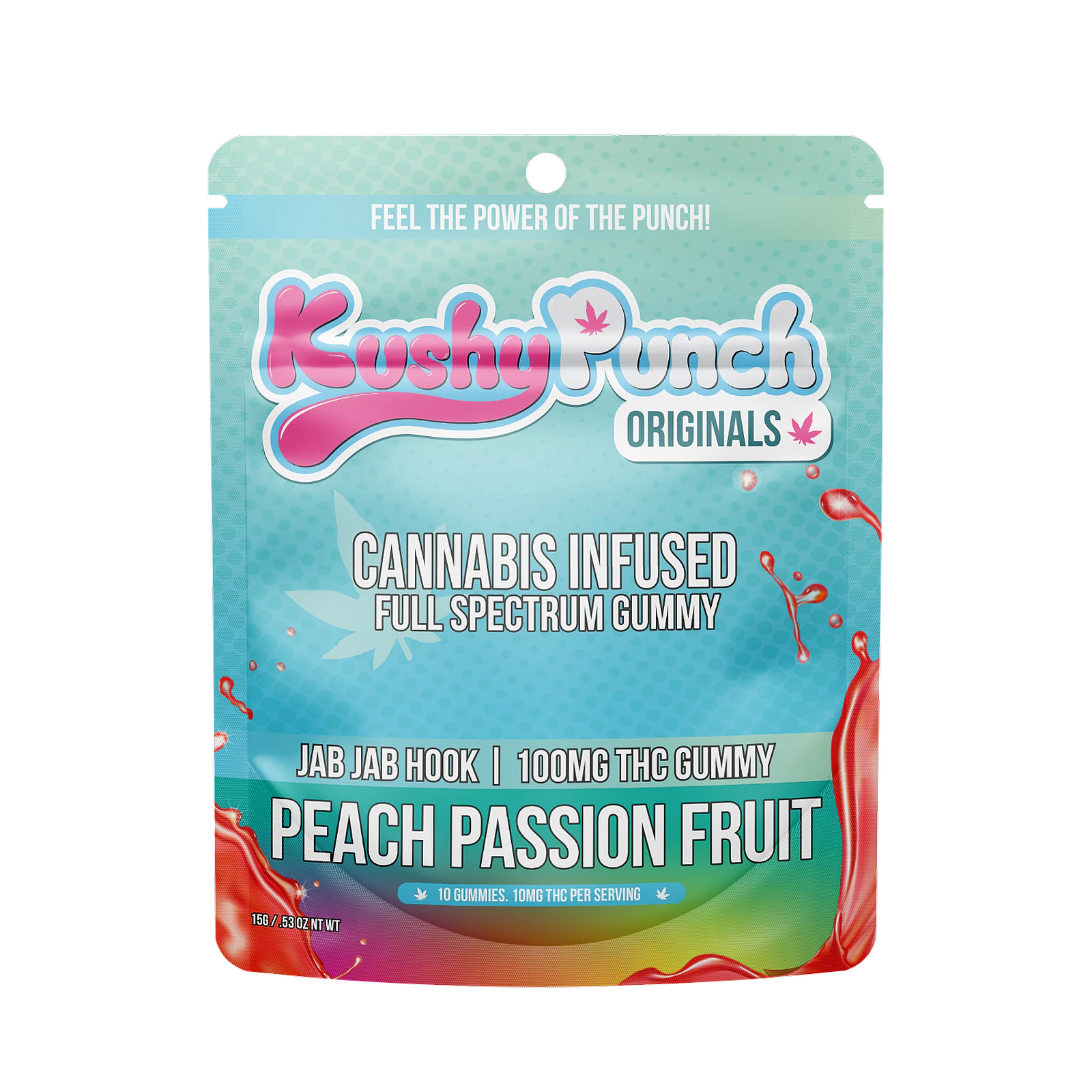 Kushy punch - PEACH PASSIONFRUIT JAB JAB HOOK GUMMY 100MG Main Image