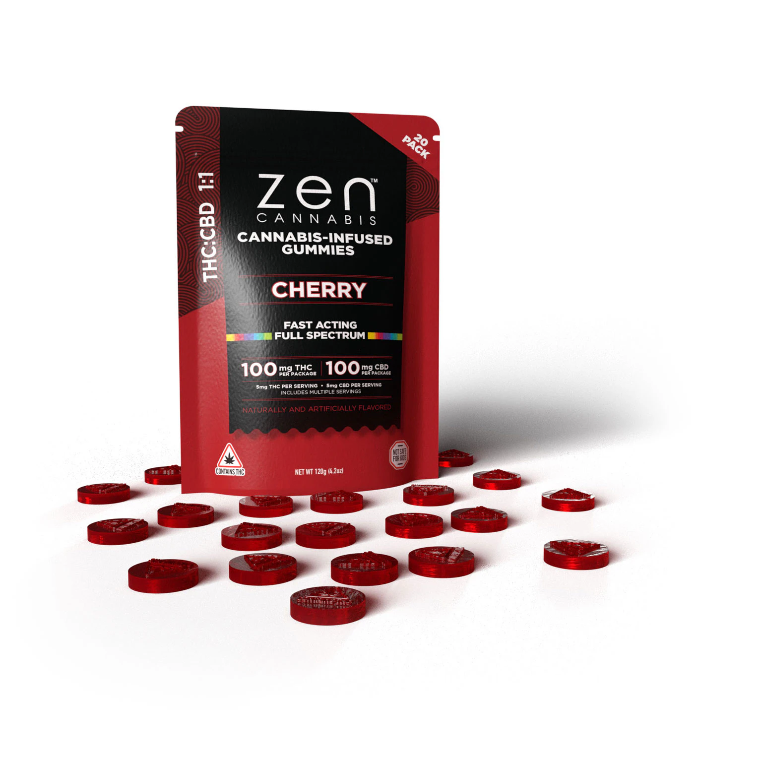 Zen - GUMMY - ZEN - 1:1 CHERRY 100/100MG Main Image