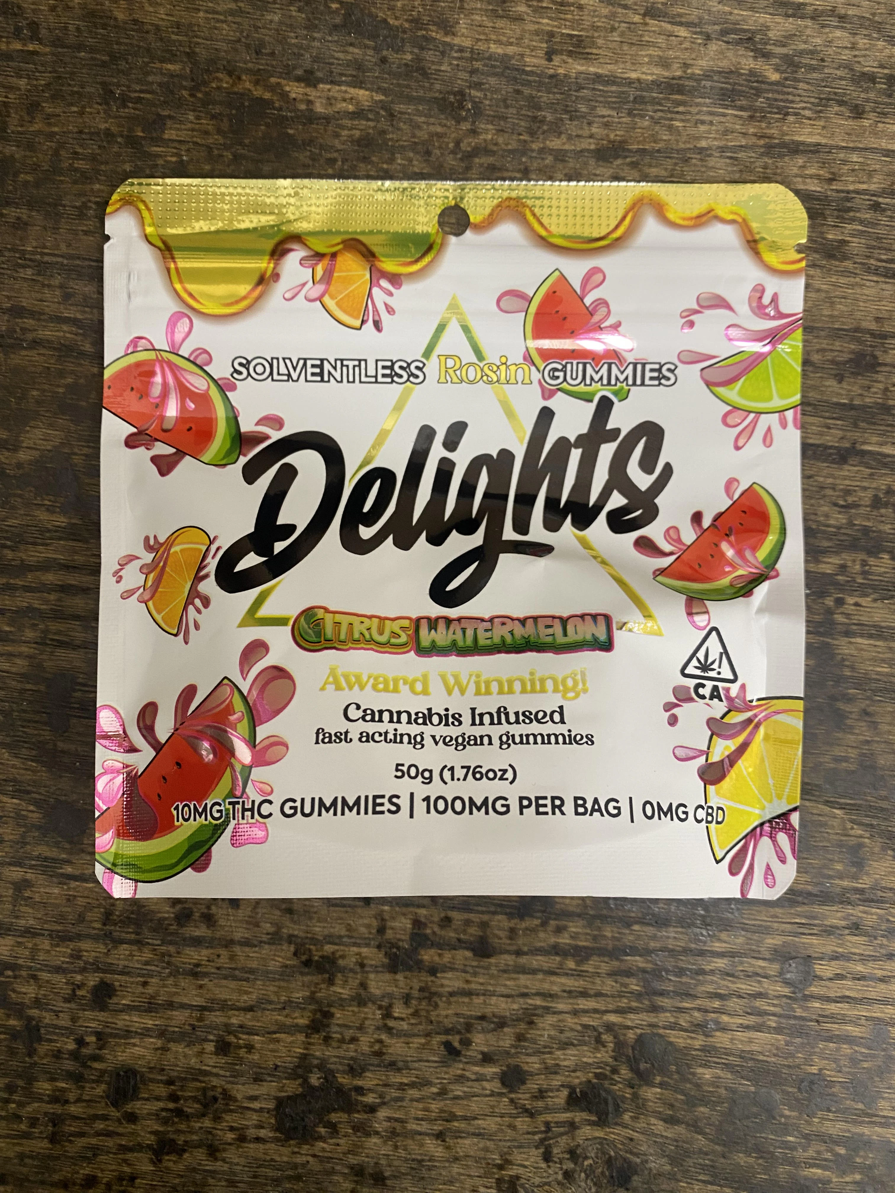Delights - CITRUS WATERMELON - 100MG ROSIN INFUSED Main Image