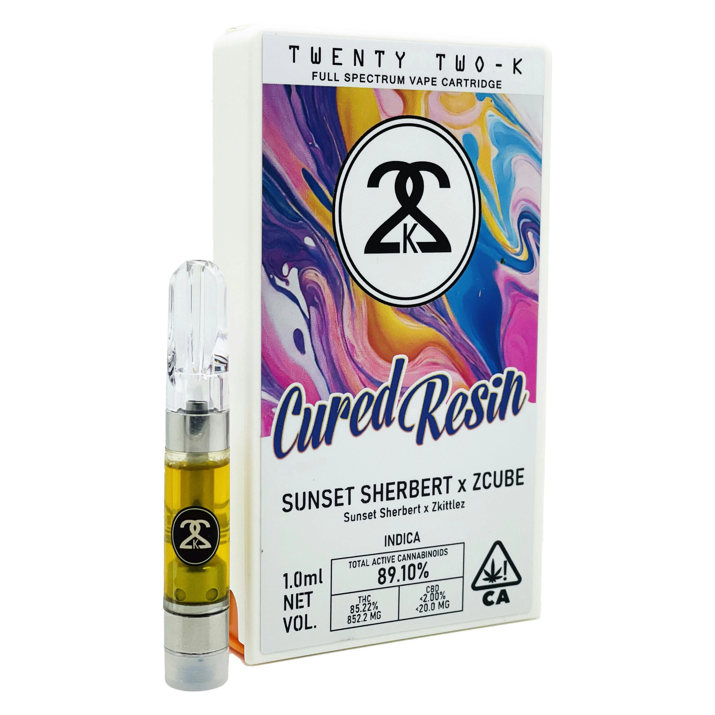22k - SUNSET SHERBERT X Z CUBE - CURED RESIN 1.0ML CART Main Image