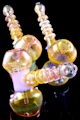 8" Large Gold Fumed Neon Glass Stand Up Hammer Bubbler