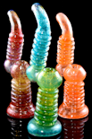 7.5" LARGE COLORFUL FRIT GLASS RING SHERLOCK BUBBLER