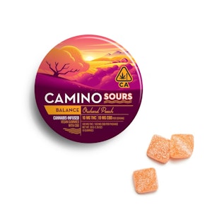 Kiva - CAMINO SOURS ORCHARD PEACH BALANCE 1:1 CBD 10 PACK VEGAN GUMMIES