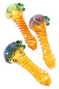 The higher path - 4.5" GOLD FUMED SPIRAL FRIT STRIPED GLASS PIPE