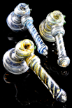 8"LARGE THICK FUMED SPIRAL FRIT GLASS HAMMER BUBBLER