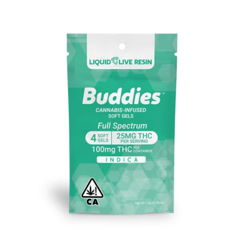 Buddies - INDICA LIQUID LIVE RESIN GEL CAPS 100MG (4CT)