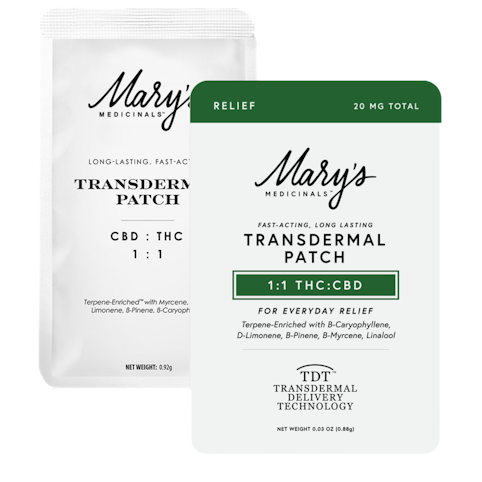Mary's medicinals - RELIEF 1:1 TRANSDERMAL PATCH