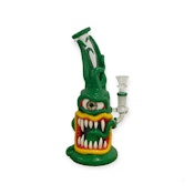 LARGE ANIMATED GREEN MONSTER DAB RIG WITH YELLOW LIPS