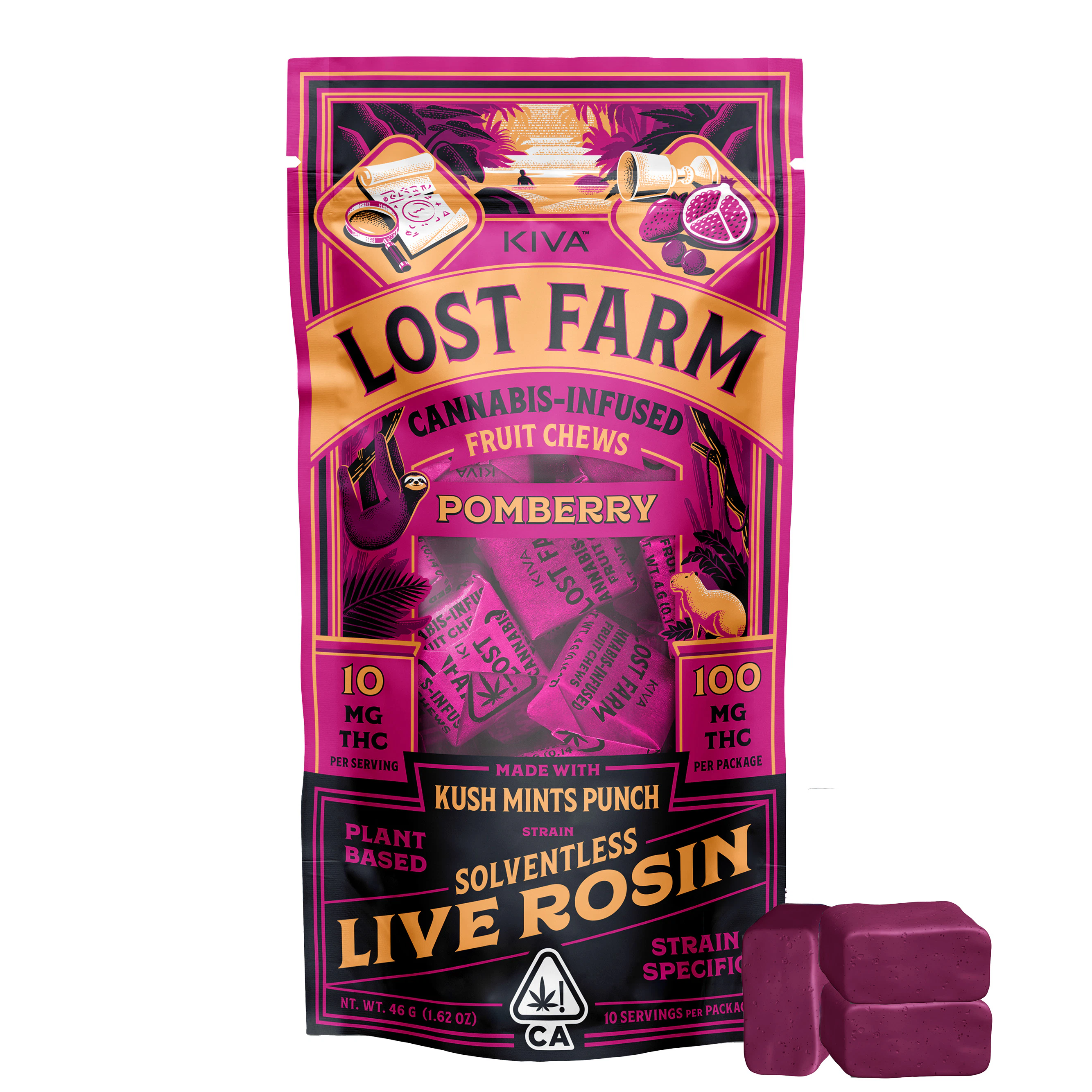 Kiva - LOST FARM CHEWS POMBERRY KUSH MINTS - LIVE ROSIN Main Image