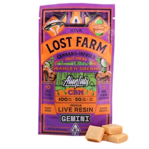 Kiva - LOST FARM CHEWS ORANGE N DREAMS GEMINI CBN-THC 10:5