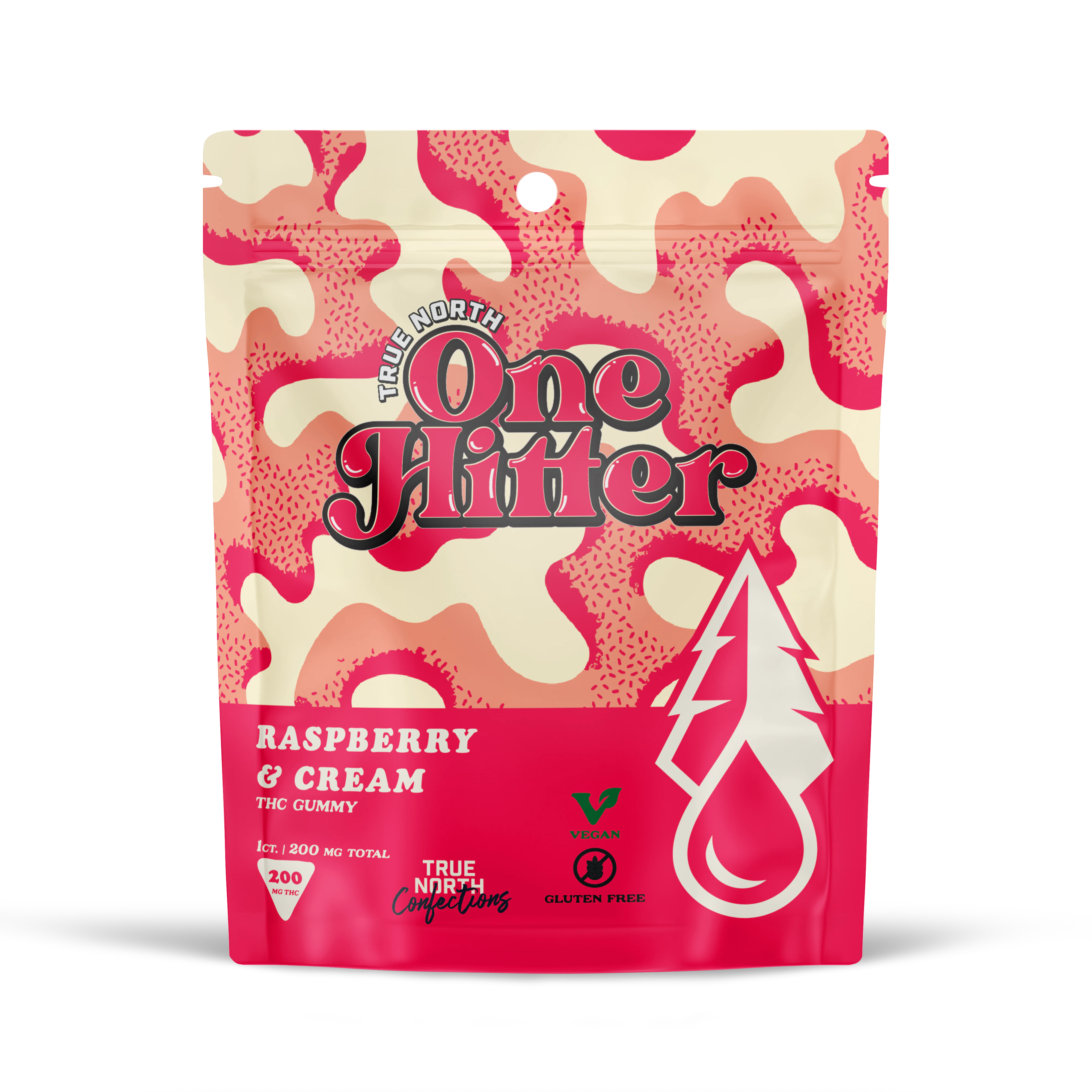 True north - 200MG RASPBERRY & CREAM ONE HITTER THC VEGAN GUMMY Main Image