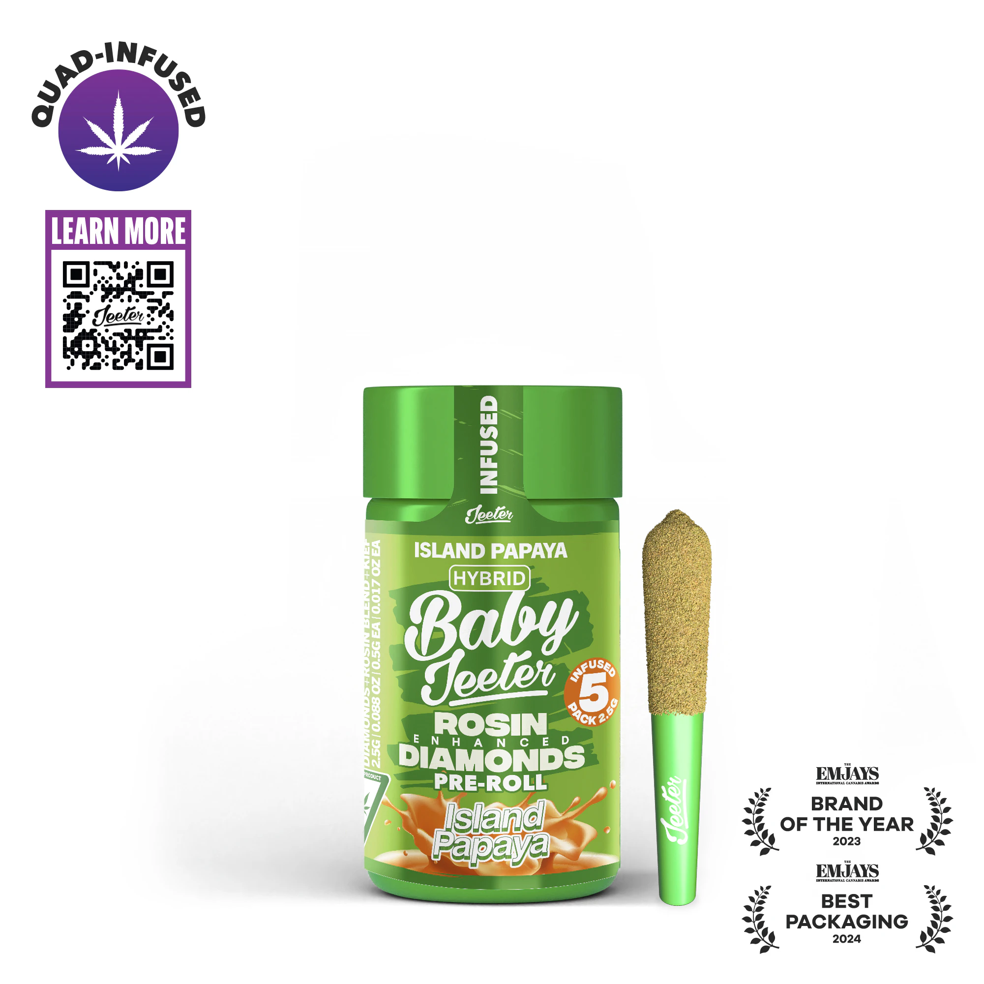 Jeeter - ISLAND PAPAYA INFUSED BABY JEETER 0.5G X 5 (2.5G) PREROLL Main Image