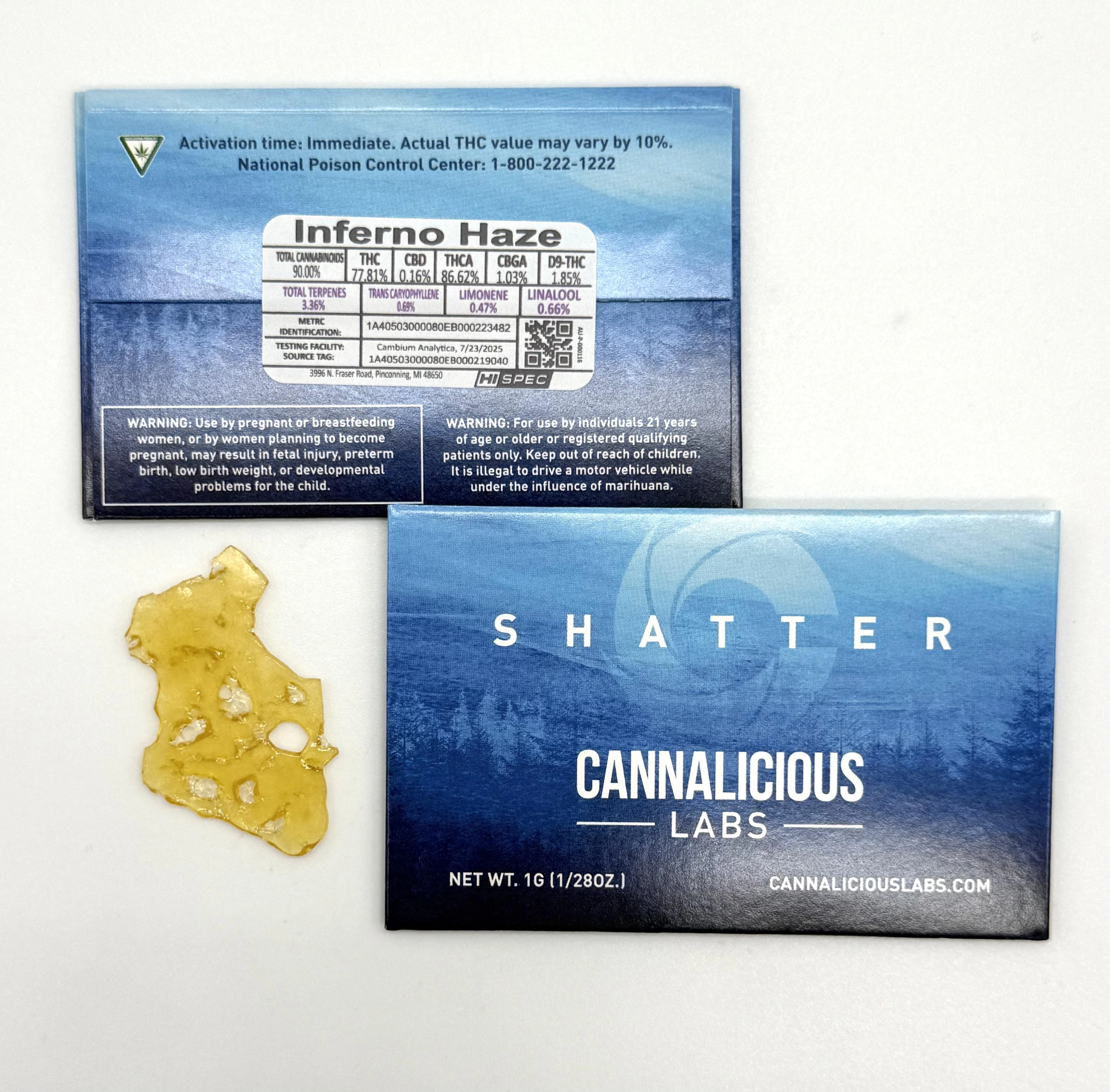 Cannalicious - INFERNO HAZE 1G SHATTER Main Image