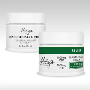 Mary's medicinals - 2OZ- 1:1- TRANSDERMAL CREAM- RELIEF- NO FRAGRANCE ADDED