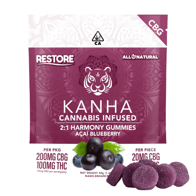 Kanha - 10CT- ACAI BLUEBERRY- 2:1- CBG:THC- HARMONY- GUMMIES Main Image