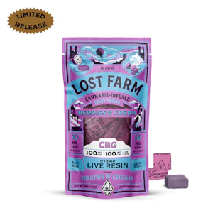 Kiva lost farm - 10CT- BERRIES & CREAM- 1:1 CBG- FRUIT CHEWS