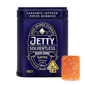 Jetty - 10CT- SOUR ORANGE- ROSIN SHINE- SOLVENTLESS ROSIN- GUMMIES