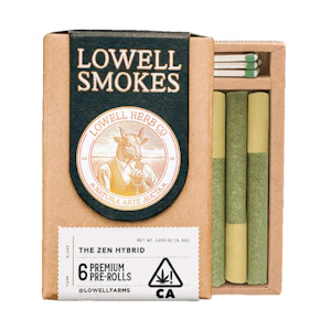 Lowell herb co. - 6PK- 0.6G- THE ZEN HYBRID- PREROLLS