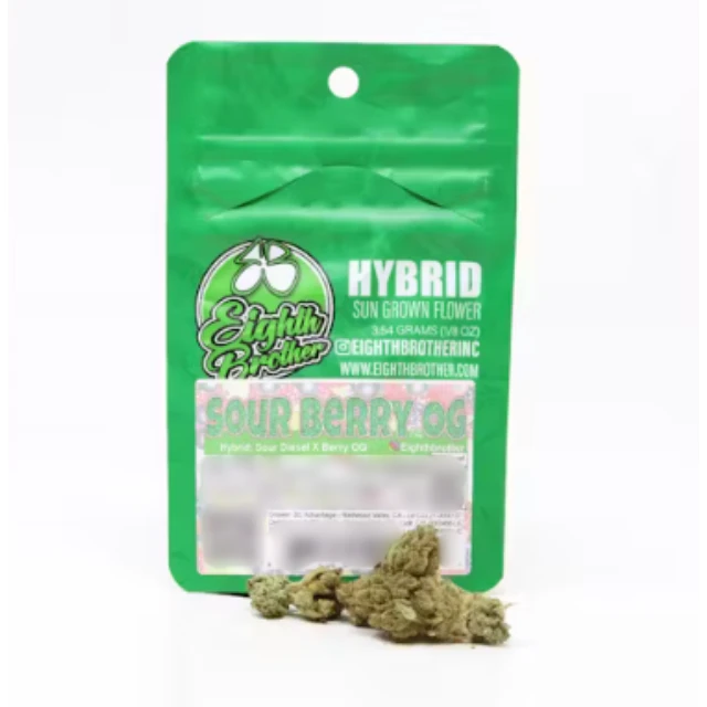 Eighth brother - DISCOUNTED- 1/8 OZ- SOUR BERRY OG- SUN GROWN Main Image